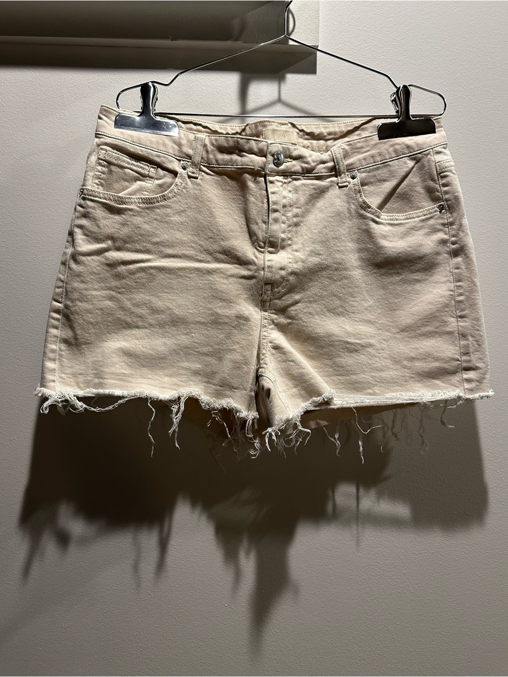 H&M Cream Cut Off Denim Shorts